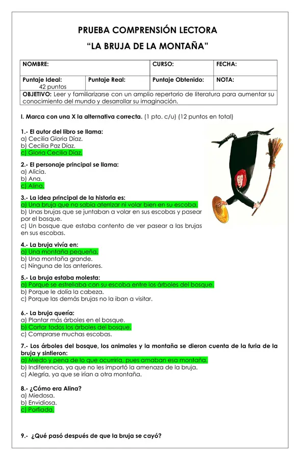 Prueba Lectura - La bruja de la montaña