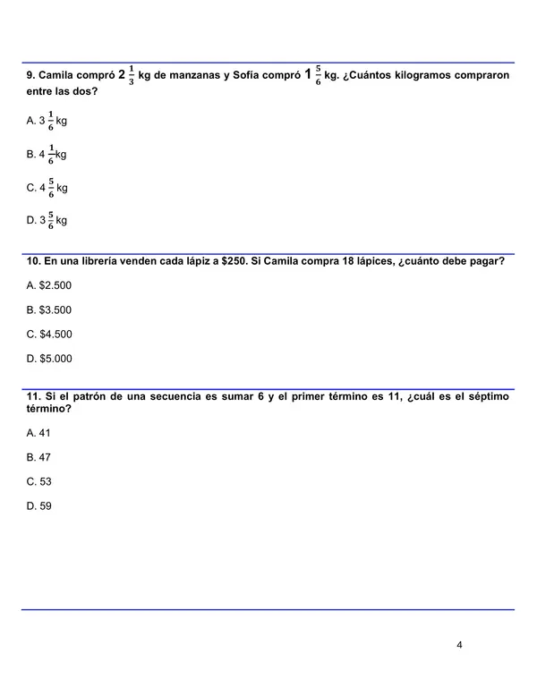 ENSAYO SIMCE 6 MATEMÁTICA  6°