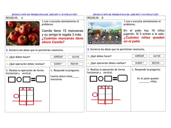 Guía resolución de problemas 1° y 2° básico 