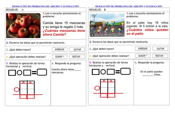 Guía resolución de problemas 1° y 2° básico 