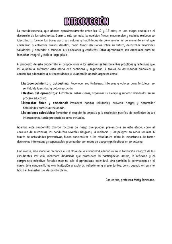Cuadernillo Orientación 7mo u 8vo básico, incluye planificación diaria