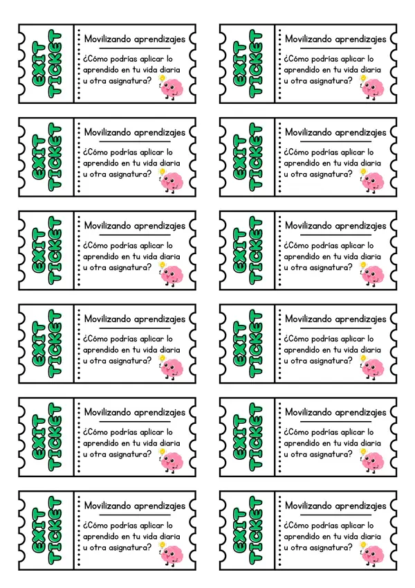 Ticket de salida - Todas las asignaturas