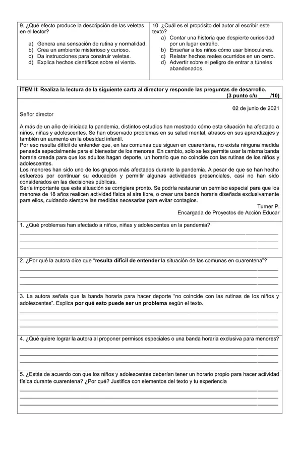 Evaluación Unidad 4 Lenguaje y Comunicación 5to - Unidad 4