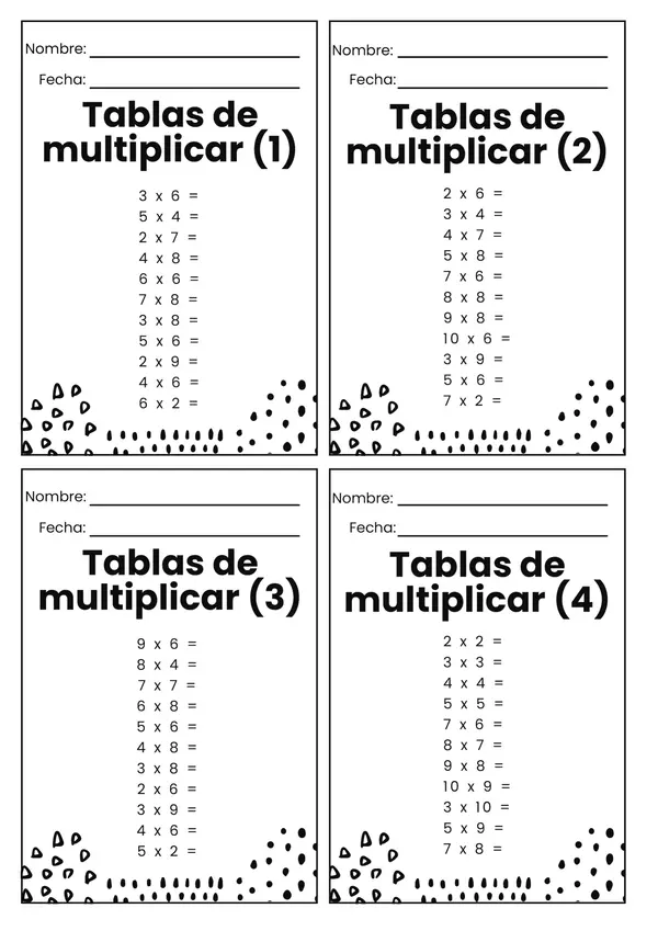 Control de tablas de multiplicar