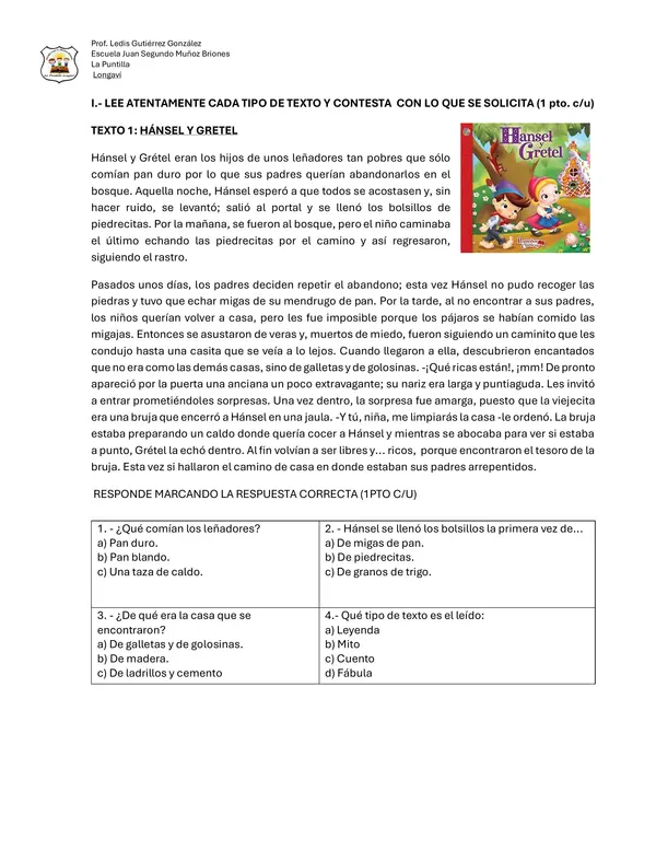 prueba textos narrativos