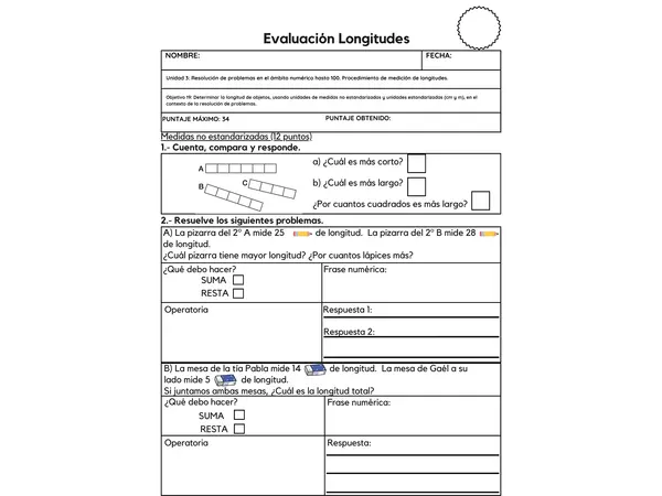 Evaluación Longitudes 2º básico