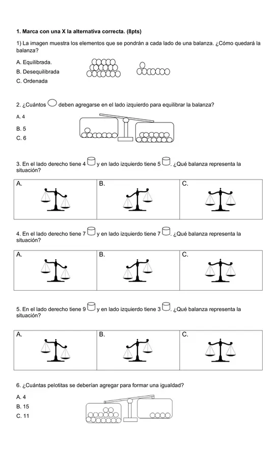 Matemáticas igualdad y desigualdad primero basico