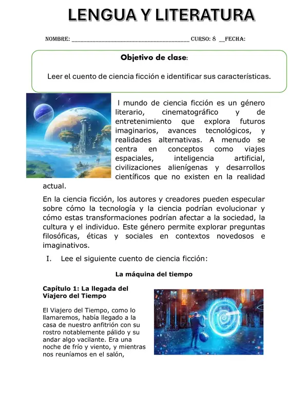 guía de ciencia ficción- Mundos descabellados 8 básico.