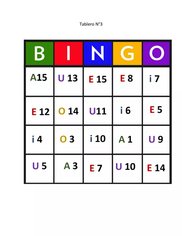 Bingo de números y vocales