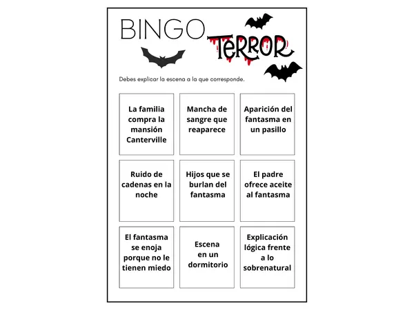 Bingo de terror - 7° básico
