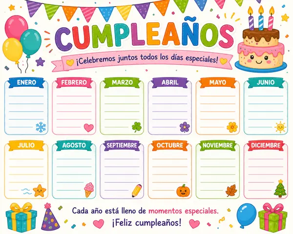 Cartel de Cumpleaños para Aula | Birthday Chart Classroom. Calendario de Cumpleaños | Decoración