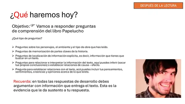 Papelucho - Ejercicios de comprensión lectora