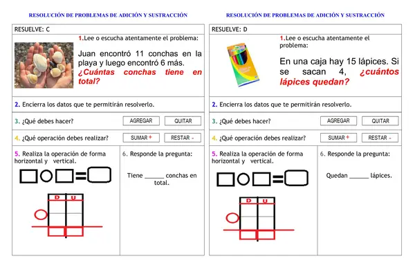 Guía resolución de problemas 1° y 2° básico 