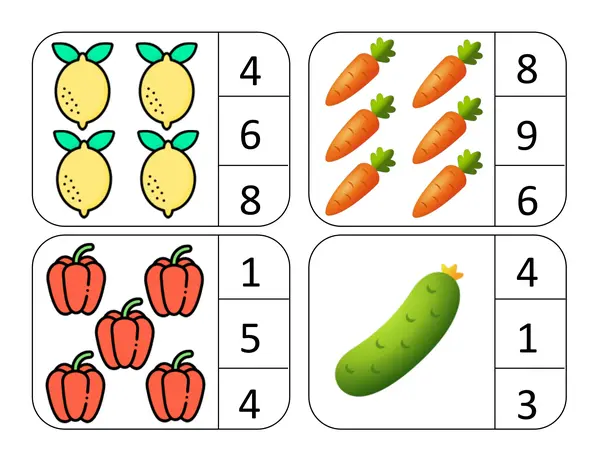 Tarjetas identificación de cantidad 1 a 10