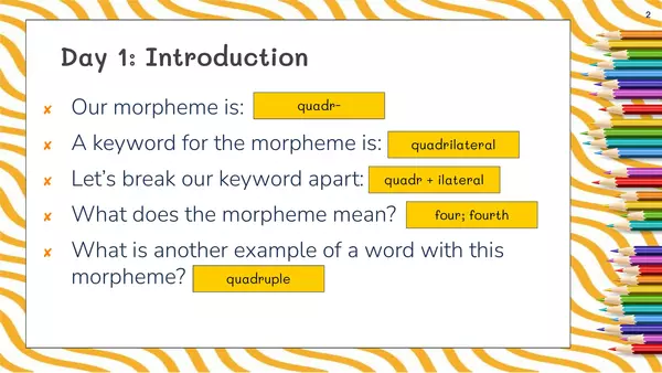 Word Study morpheme 1 - quad
