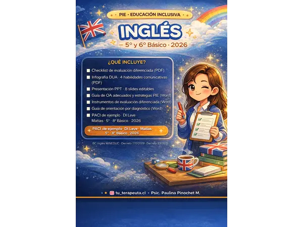 Pack Adecuaciones Curriculares PIE — Inglés 5° A 6° Básico