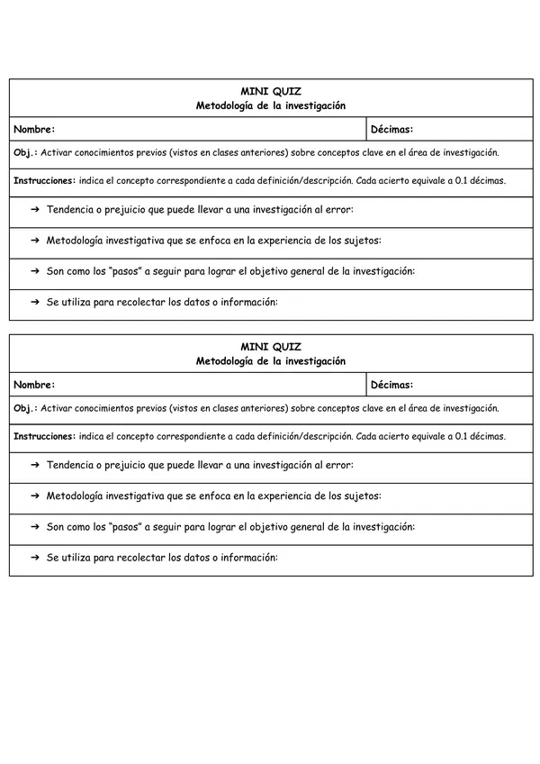 QUIZ — METODOLOGÍA DE LA INVESTIGACIÓN