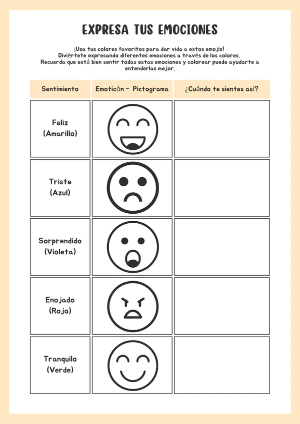 Ficha Expresa tus emociones 