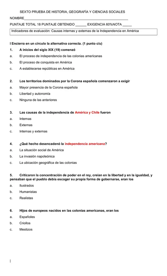 prueba de historia y geografia