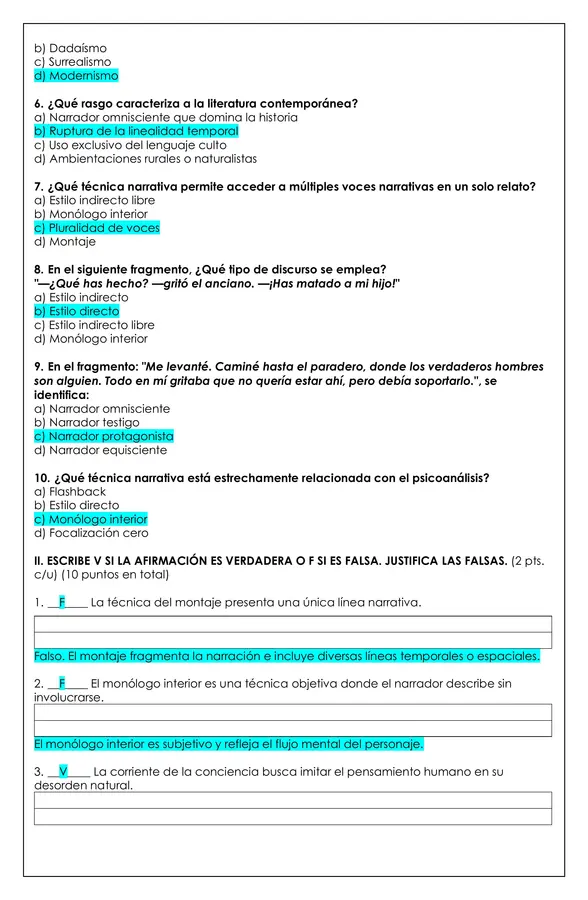 Prueba - Literatura Contemporánea 