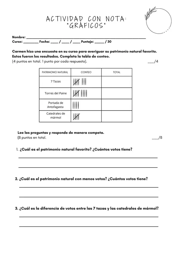 ACTIVIDAD CON NOTA: GRÁFICOS Y ESTADÍSTICAS 
