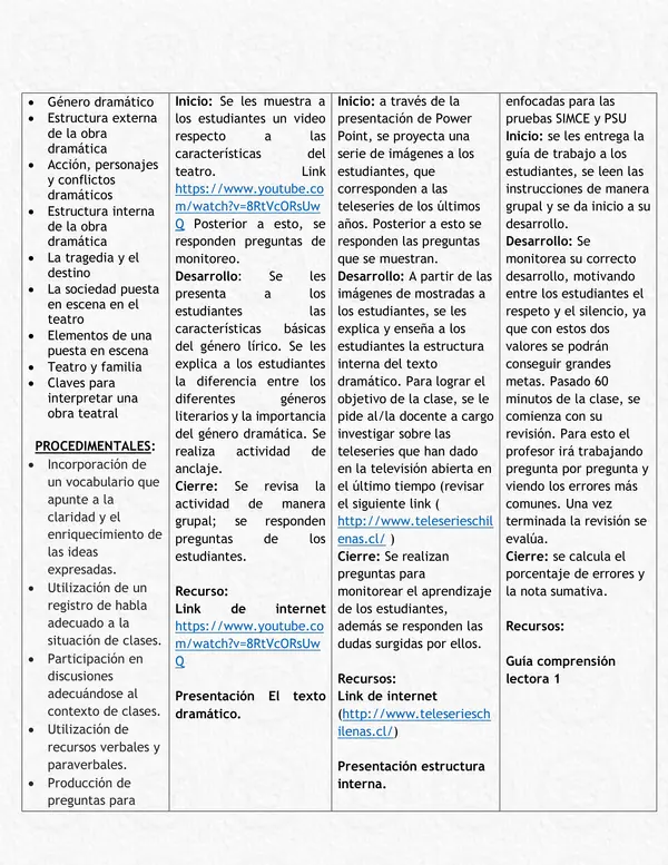 Guía Definitiva de Planificación Clase a Clase - Agosto: Lenguaje 1° Medio, Unidad 3