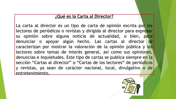 PRESENTACION CARTA AL DIRECTOR, OCTAVO BASICO, LENGUAJE