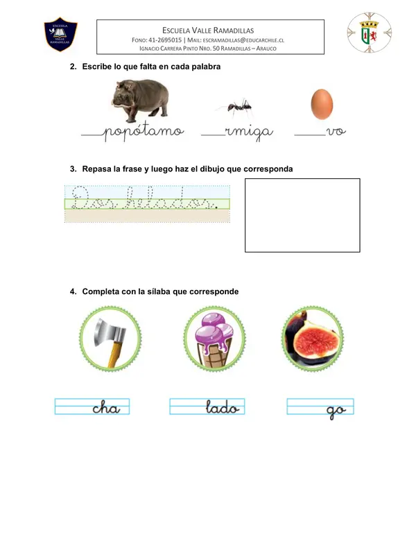 Guía letra H 1° Básico Lectoescritura