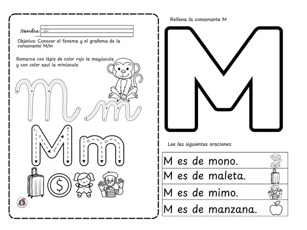 Cuadernillo Consonante M – Lectura Inicial (4 clases) 