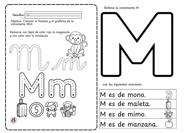 Cuadernillo Consonante M – Lectura Inicial (4 clases) 