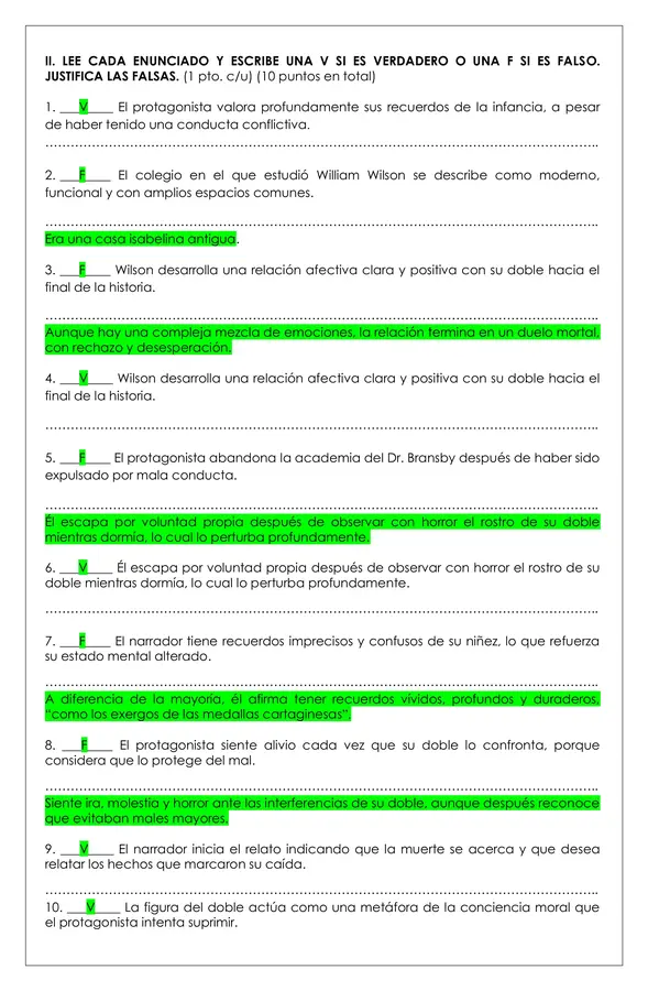 Prueba lectura -  Willian Wilson (cuento Edgar Allan Poe) 