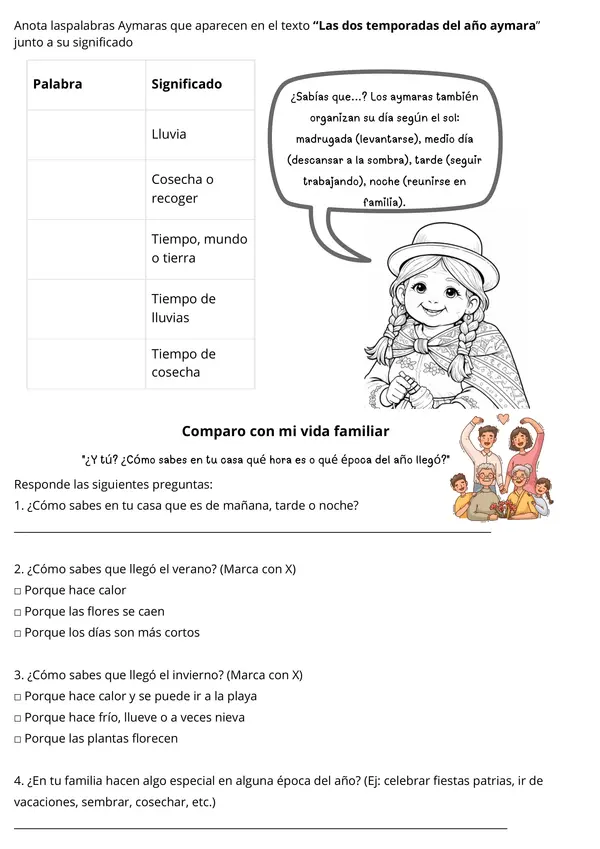Interculturalidad Segundo básico (Unidad 1 – Ficha 3)
