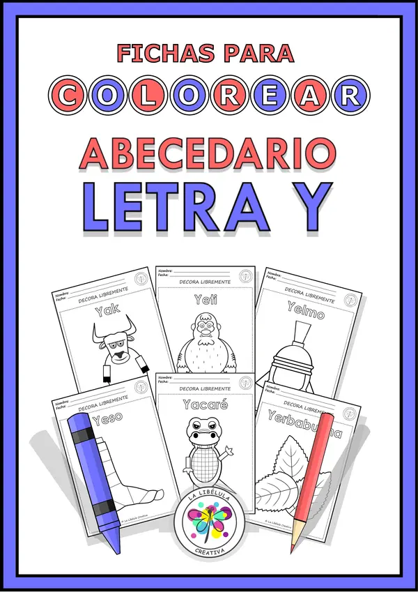 Fichas para colorear Objetos Letra Y NO PREP color