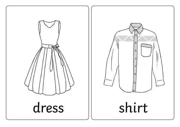 Flashcards: "Clothes" (versión blanco y negro)