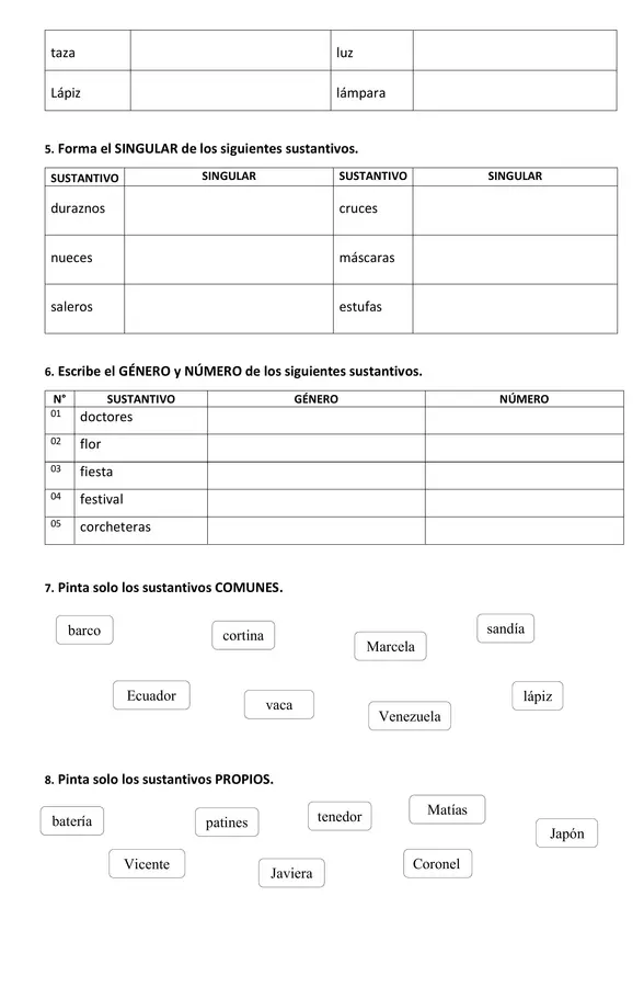 Guía género y número.