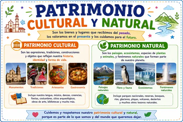 Póster Patrimonio Cultural y Natural | Cartel Educativo Ciencias Sociales