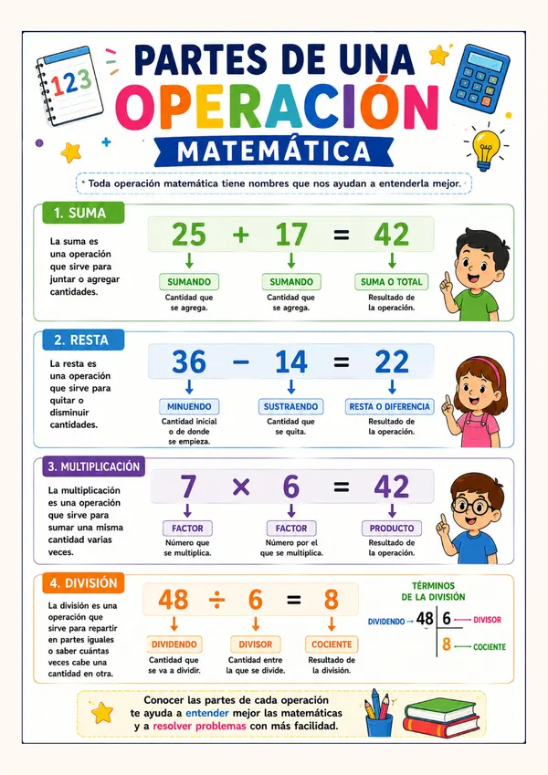 artes de una Operación Matemática | Póster Educativo de Matemáticas | Recurso Imprimible Primaria