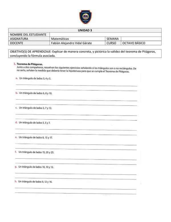 Explicar de manera concreta, y pictórica la validez del teorema de Pitágoras.