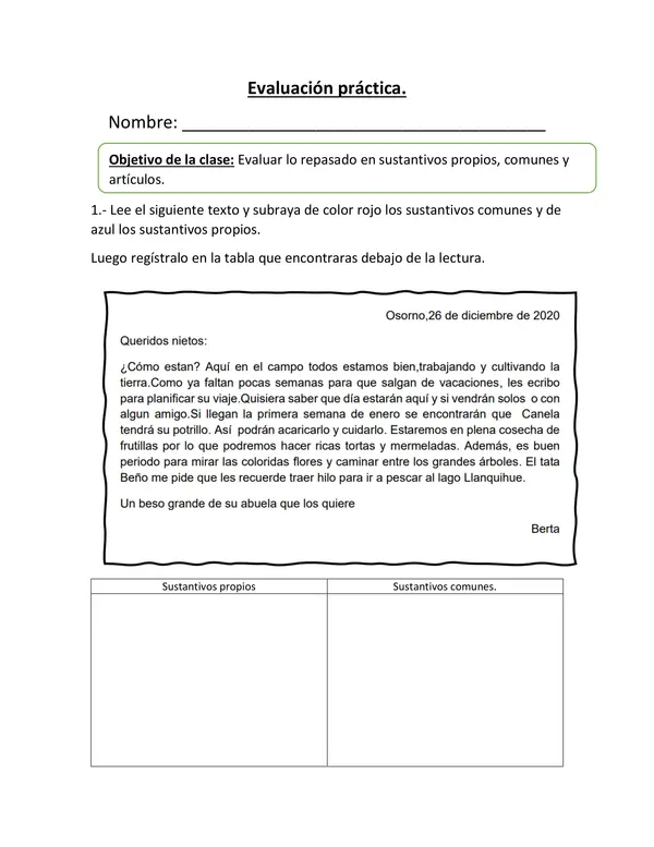 EVALUACION SUSTANTIVOS Y ARTICULOS