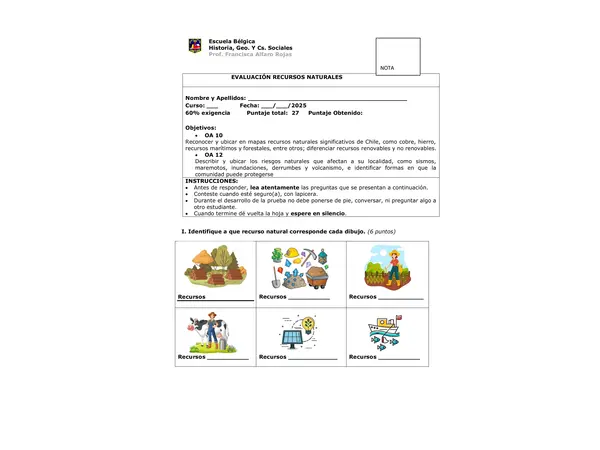 Evaluación Recursos Naturales y Riesgos Naturales