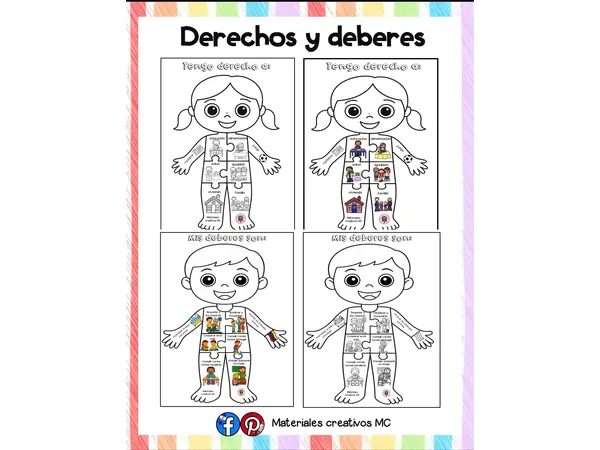 Rompecabezas para Colorear: Derechos y Deberes de los Niños