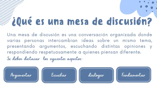PPT: Mesa de discusión | Estrategia para desarrollar la argumentación oral
