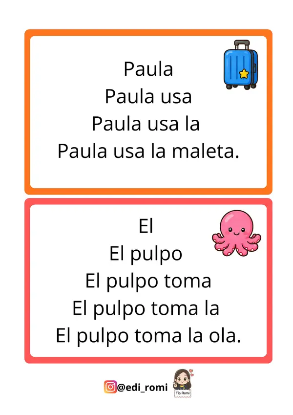 Fichas lectura en pirámide - Consonantes m - l - p - s - t