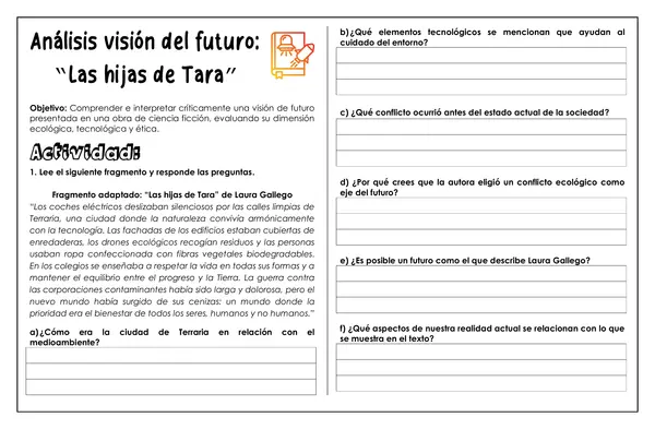 Guía de trabajo - Análisis visión del futuro: Las hijas de Tara