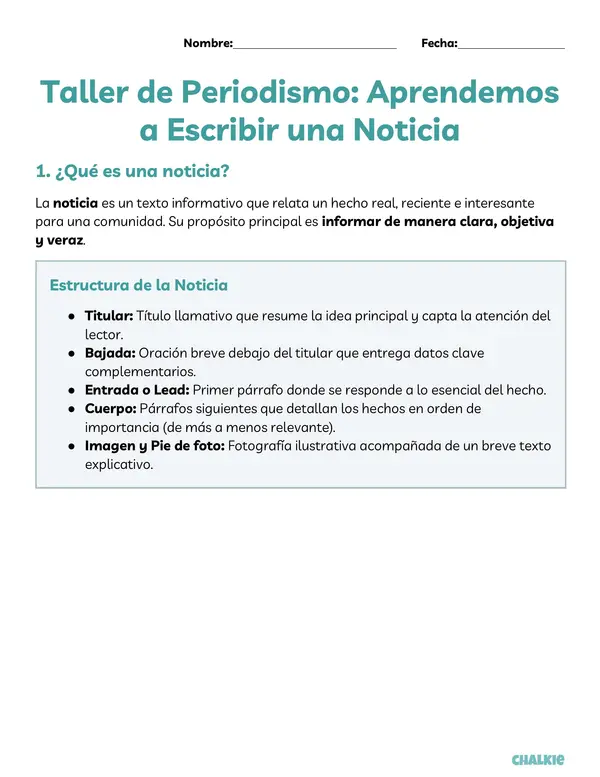 5° Escribe una noticia