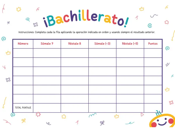 Ticket de entrada: Bachillerato de Números Enteros 