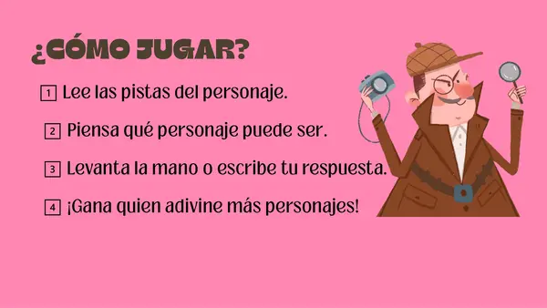 Juego adivina el Personaje Literario- Actividad interactiva PPT editable