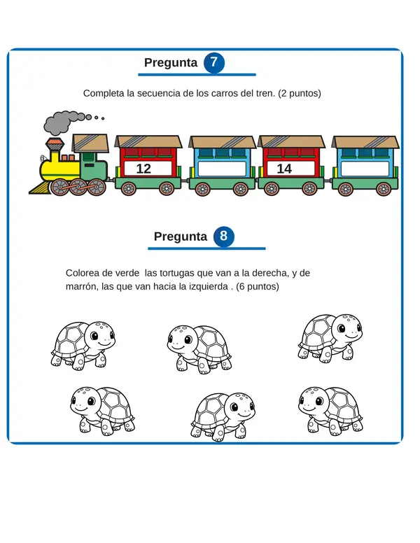 Prueba de matemática primeros años