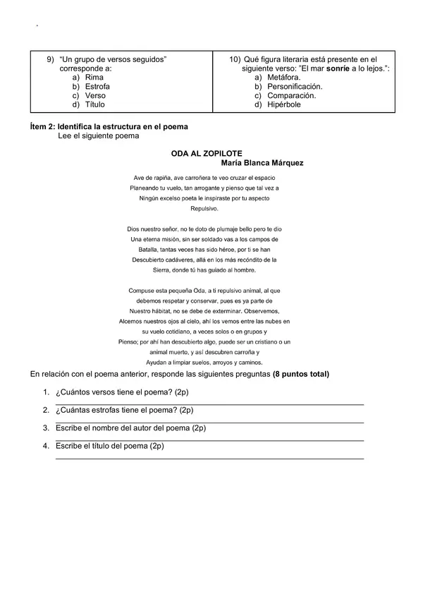 prueba Género lírico 5°
