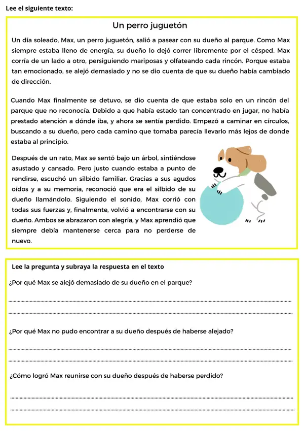 Comprensión, Establecer la causa de un hecho en un texto .